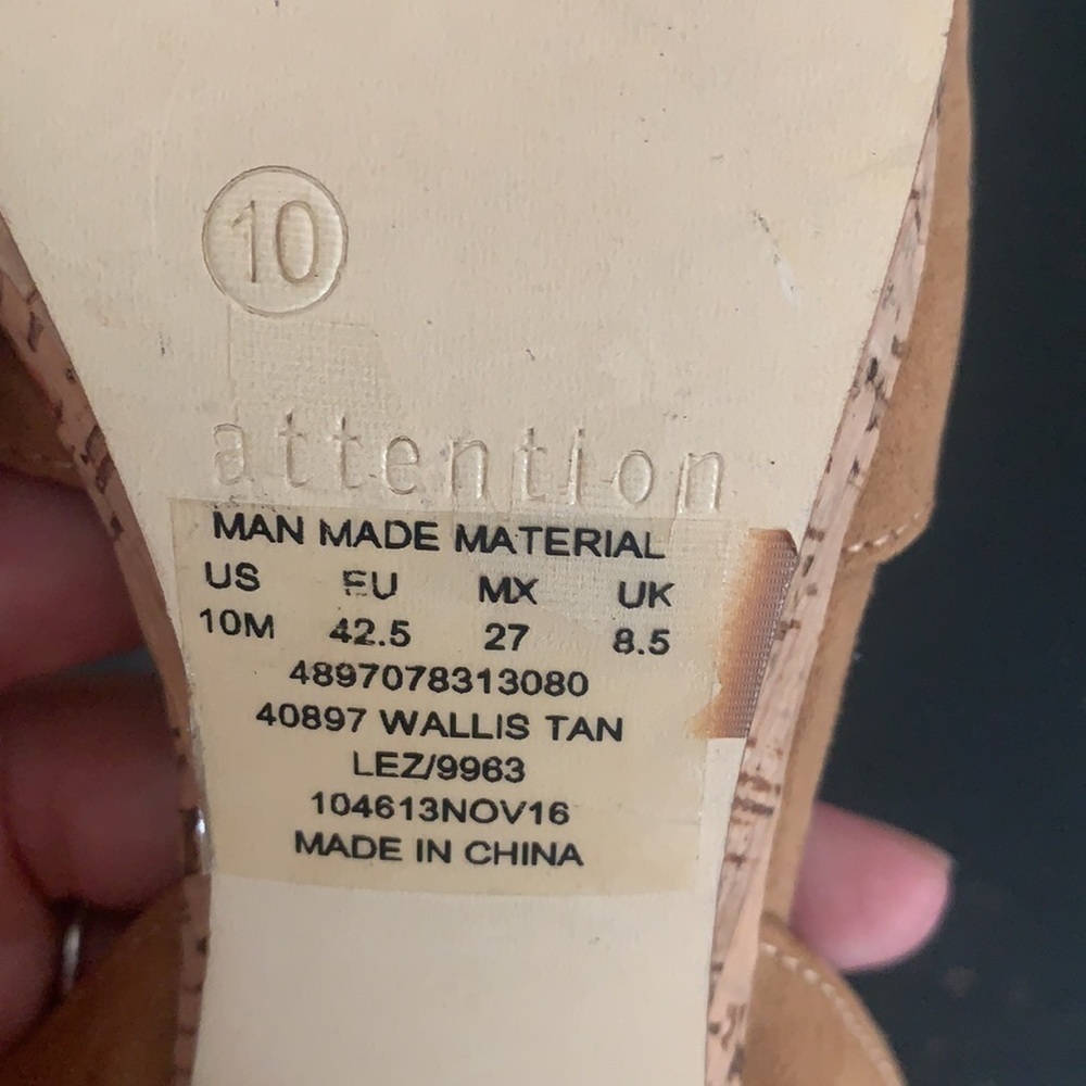 attention Women's Cork Heel Sandal Size 10 - Picture 6 of 12